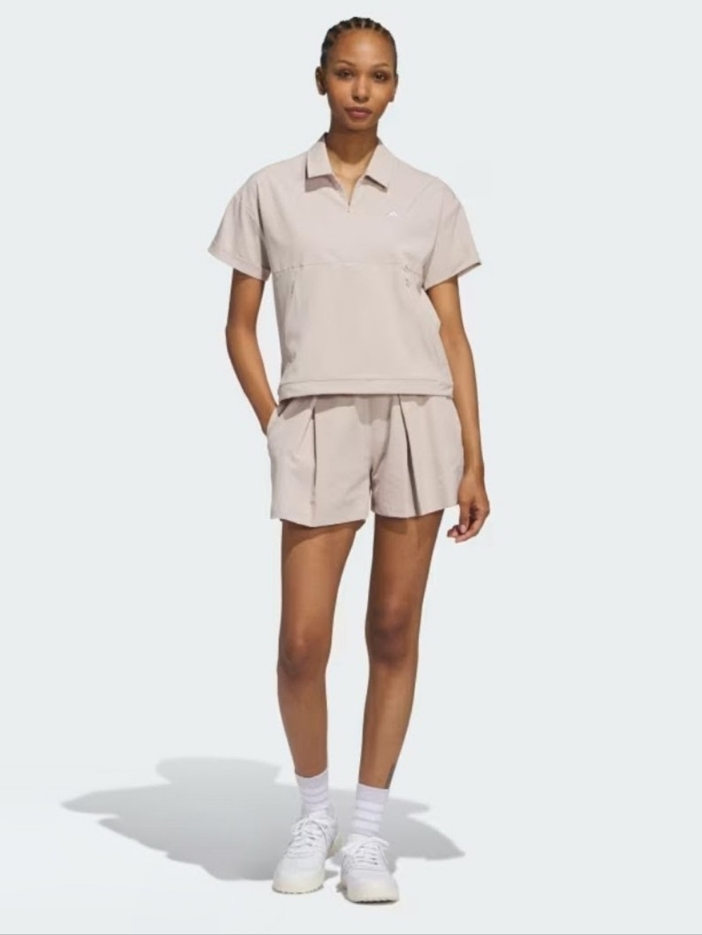 Adidas Womens XL Go to Pleated Golf Shorts Wonder Taupe JC9233 Pickleball Tennis
